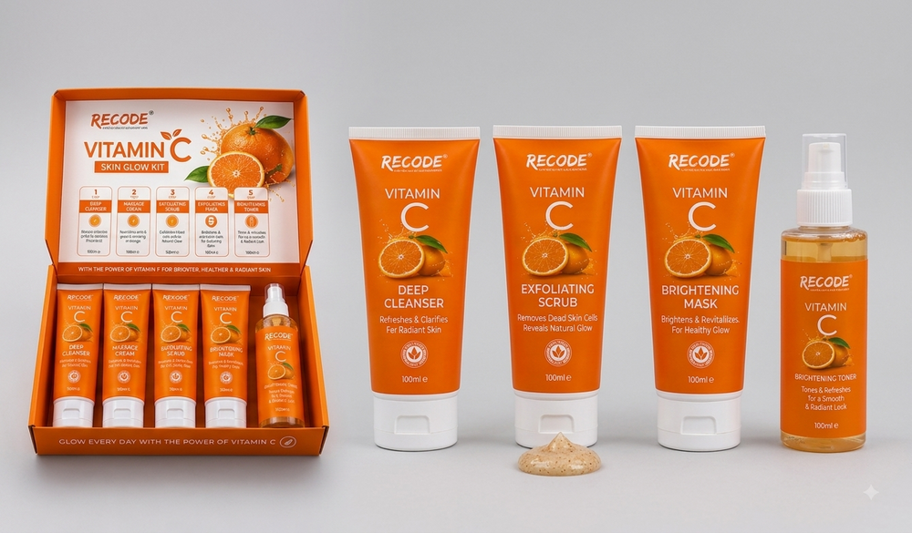 Recode Vitamin C Skin Glow Kit – Complete 5-Step Professional Salon Facial System